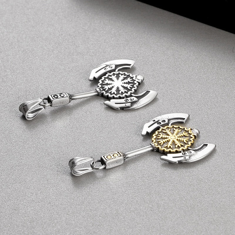Kemstone Titanium Steel Viking Compass Axe Pendant Necklace for Men KP130631-TLX