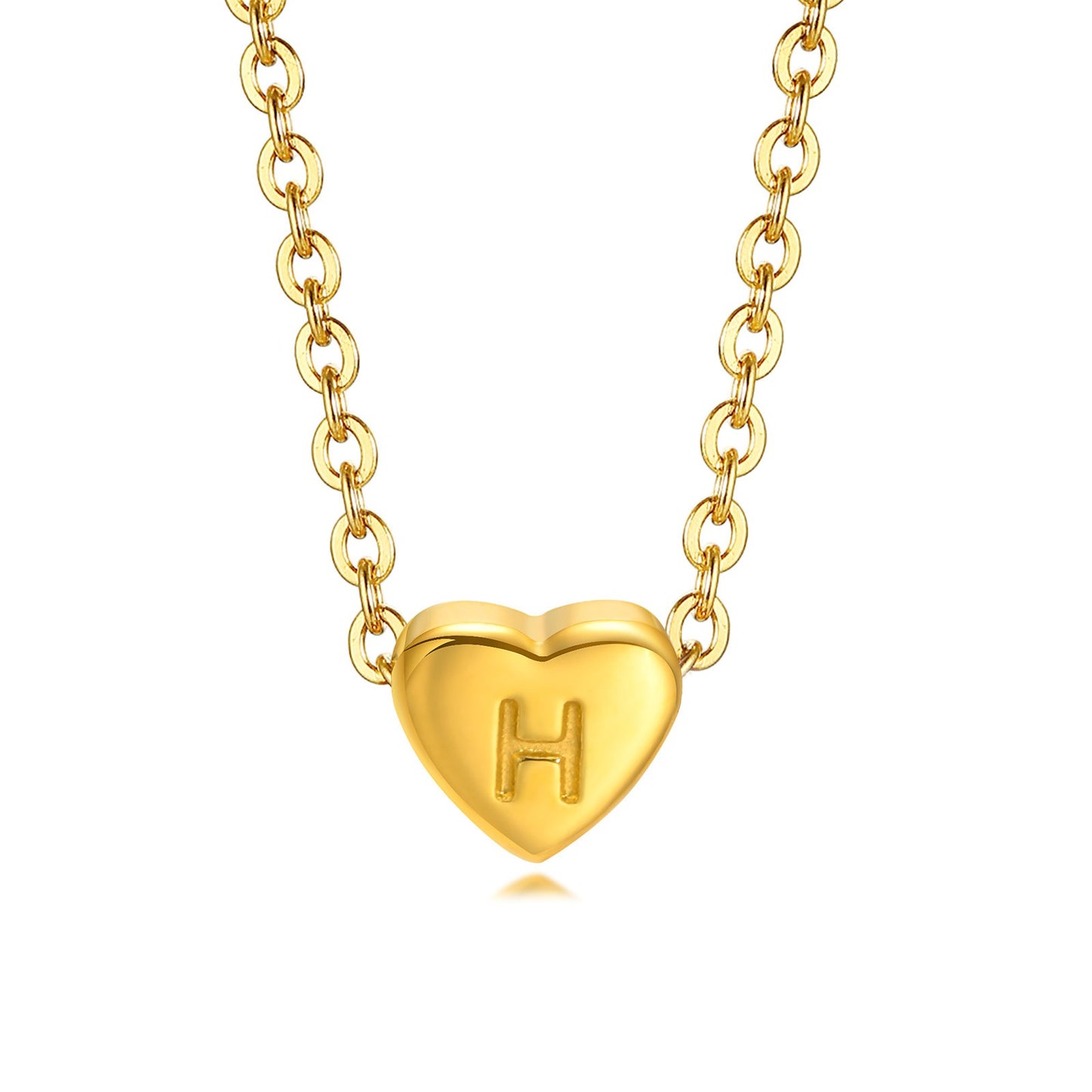 Collar de acero inoxidable Kemstone con letras de corazón - Colgante de amor con 26 letras del alfabeto PN-1670