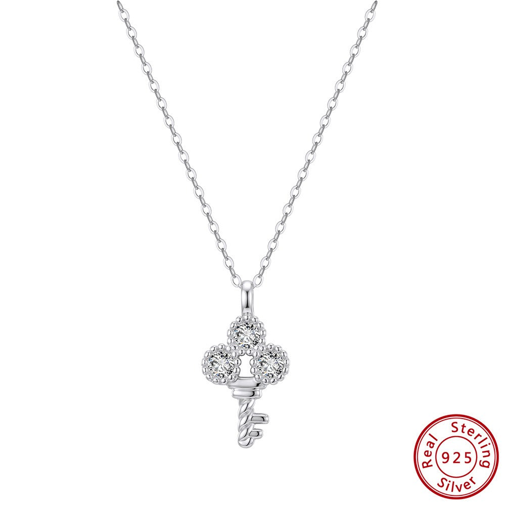 Kemstone Key Necklace for Women 925 Sterling Silver Cubic Zirconia Dainty SAPN66