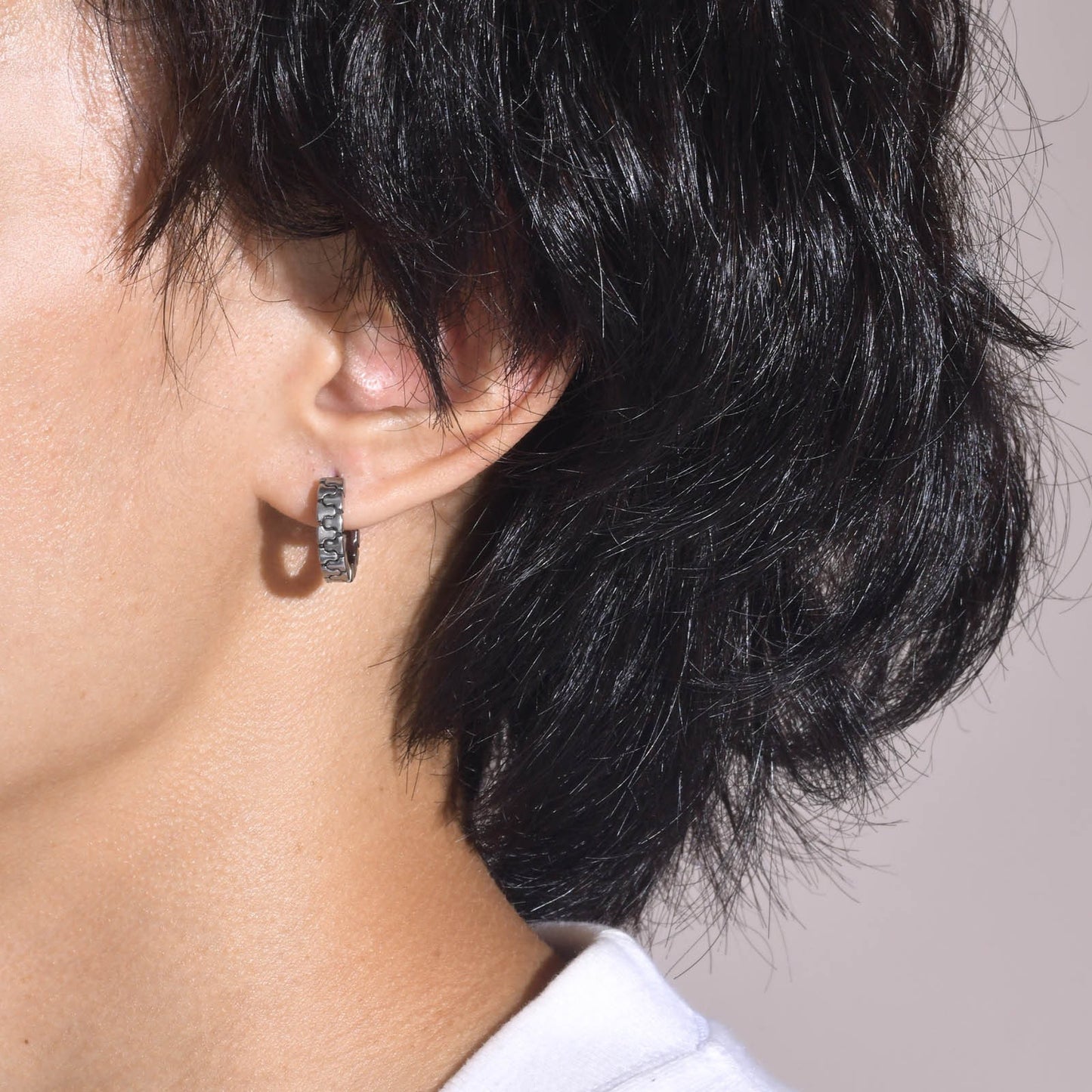 Kemstone Men’s Titanium Steel Hoop Earrings – Braided Rope Huggie Hoops EH-322