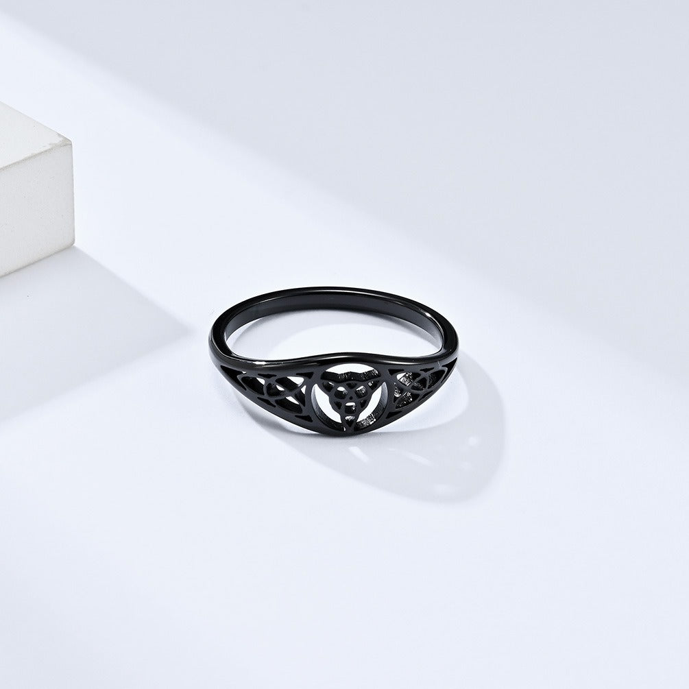 Kemstone Valknut Ring – Titanium Steel Ring for Women Silver Gold Rose Gold K-R680