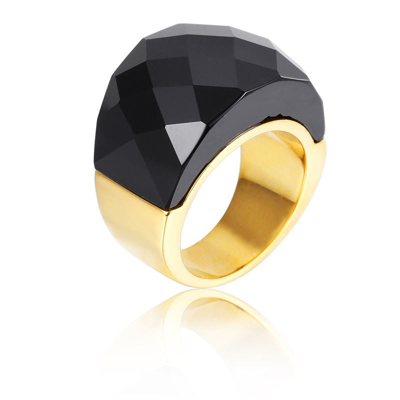Anillo de oro de 18 quilates con baño electrolítico al vacío de Kemstone y cristal multicolor, diseño de estética simplificada KR31887-K