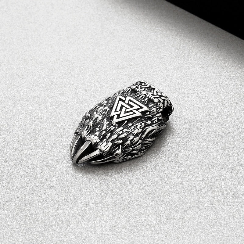 Kemstone Viking Odin Triangle Rune Bear Paw Stainless Steel Pendant Necklace KP130621-TLX