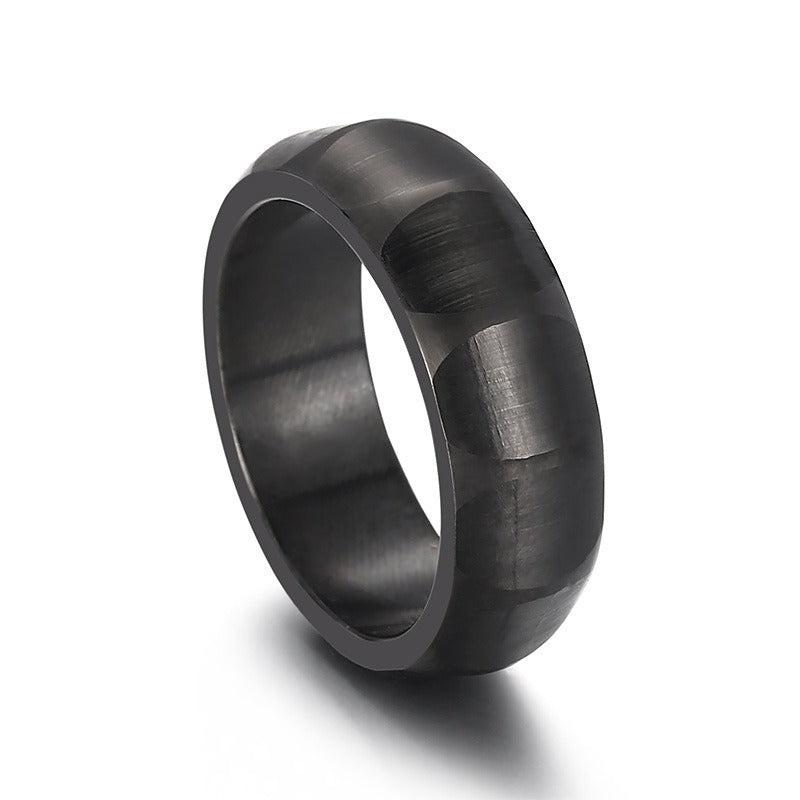 Kemstone Matte Titanium Steel Ring – Curved Minimalist Band for Men | Rugged Gothic Street Style KR105900-KFC