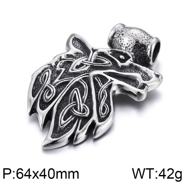 Collar Kemstone con hebilla de cabeza de lobo vikingo retro de acero titanio y titanio del Rey León y Caballo Salvaje: una pieza llamativa para hombre Kemstone KP54394