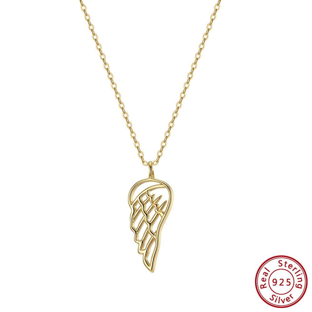 Kemstone Wing Pendant Necklace for Women 925 Sterling Silver Openwork Dainty Minimalist Gold Silver SAPN67