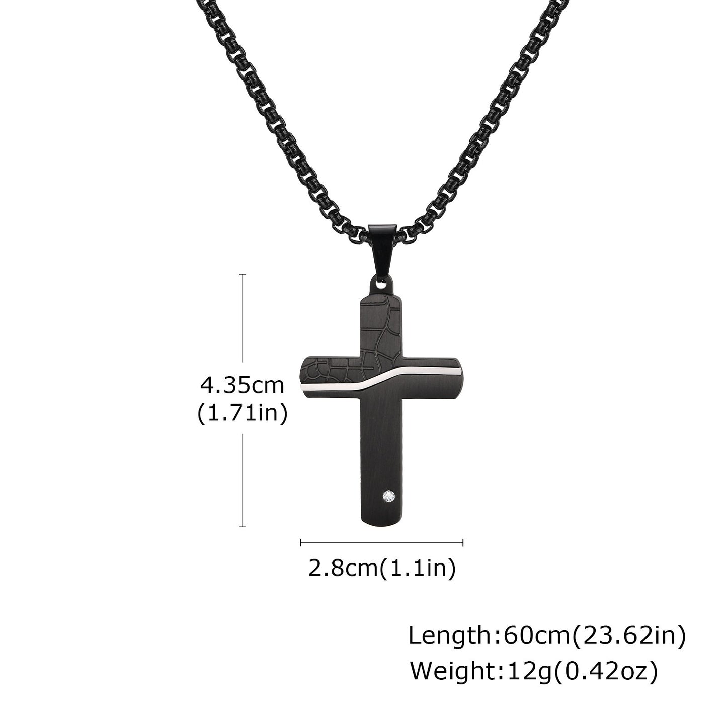 Cracked Cross Pendant Necklace – Stainless Steel, Gothic Street Style (Silver/Gold/Black) PN-1999