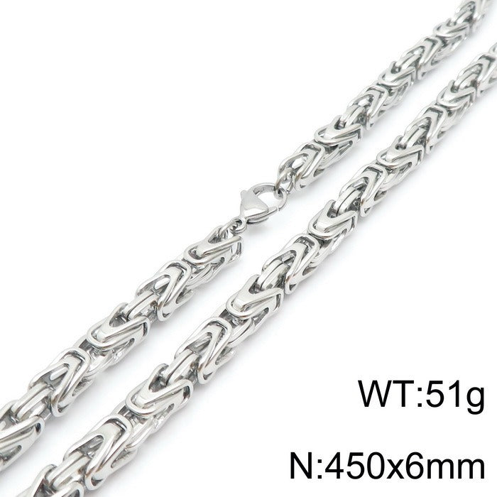 Kemstone Men’s V-Byzantine Stainless Steel Chain Set – Bold Hip Hop Link Necklace & Bracelet, 20–50cm KS141151-Z