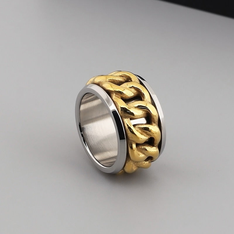 Anello meccanico retrò Kemstone - Design gotico rotante per accessori antistress KR44457-K
