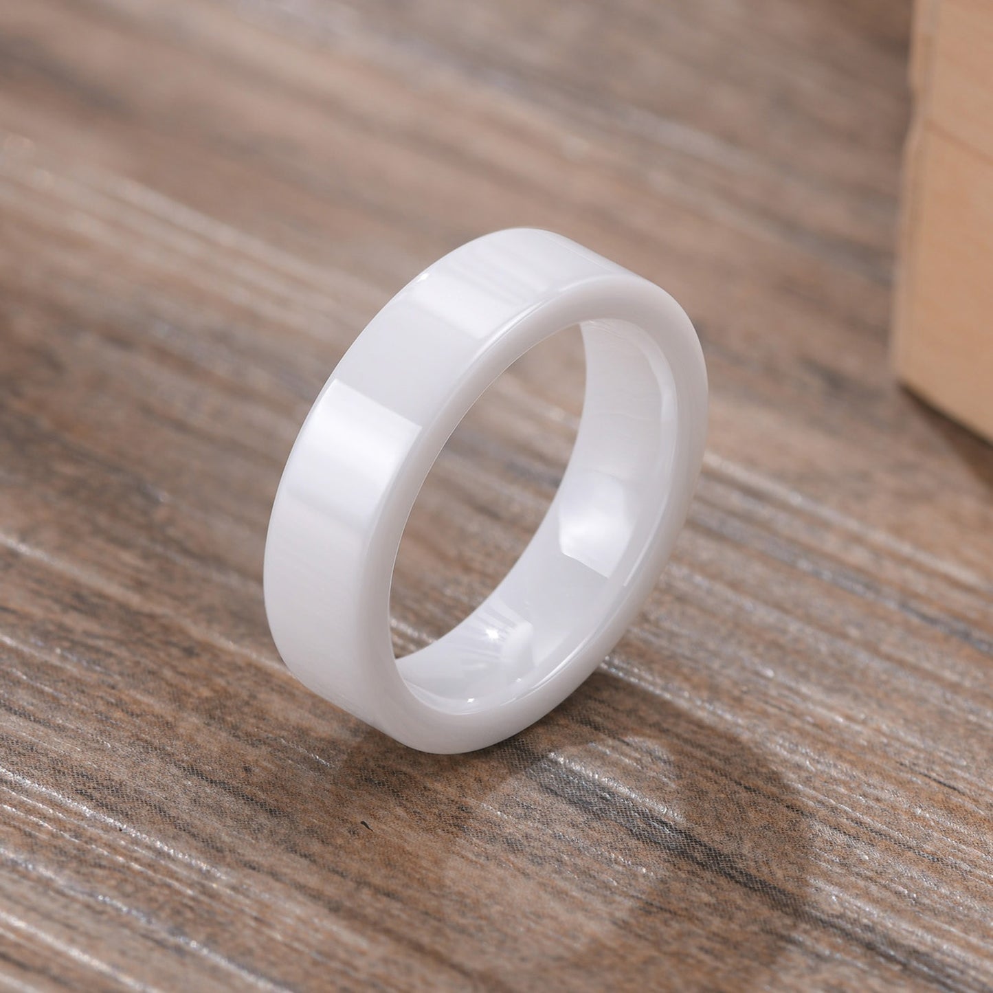 Kemstone Ceramic Ring – Matte Black & White Slim Hip-Hop Finger Accessory for Men R593
