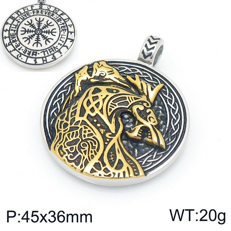 Kemstone Men’s Titanium Steel Viking Dragon Pendant Necklace – Celtic Eagle Design KP117361-MZOZ