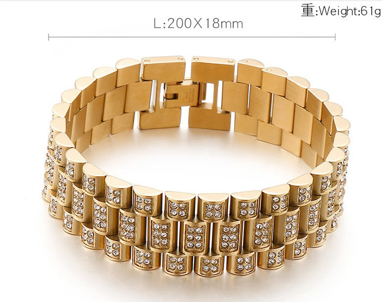 Kemstone Urban Edge Titanium Steel Tank Chain - Hip Hop Bold Statement Mens Jewelry KB144759