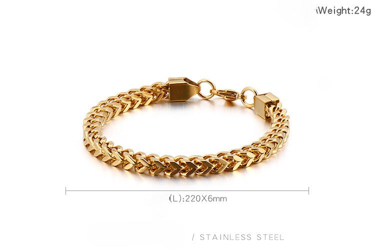Kemstone Men’s Curb Chain Bracelet – Reversible Stainless Steel Streetwear in Gold, Silver, Black | KB129855-Z