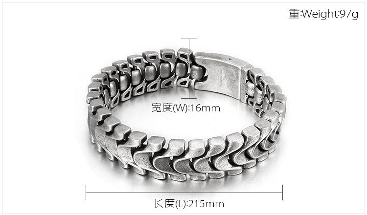 Kemstone Vintage Bolt-Chain Stainless Steel Bracelet - Bold Rugged Design for Men KB117455
