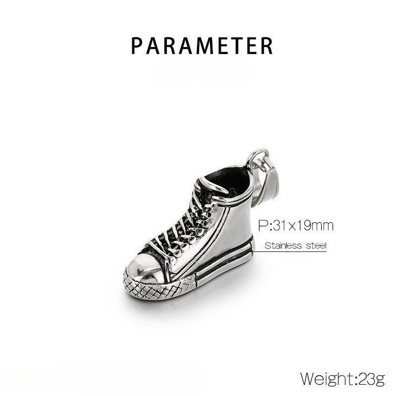 Kemstone Stainless Steel Sneaker Pendant Necklace for Men Street Style High Top Shoe Charm KP117718-LU