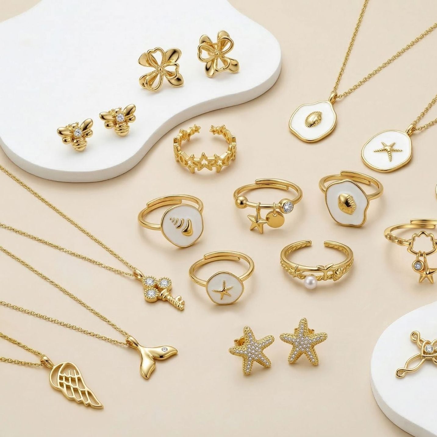 Kemstone Starfish Stud Earrings for Women 925 Sterling Silver Cubic Zirconia Gold Silver APE154