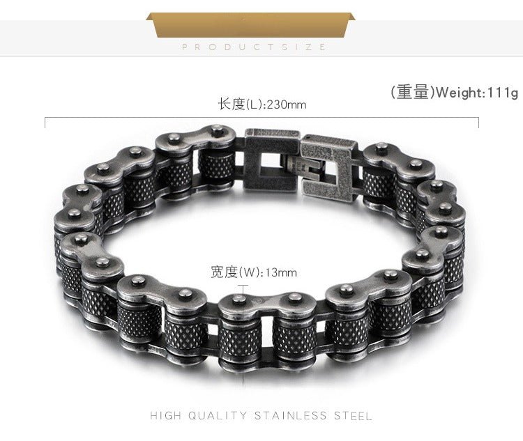 Kemstone Titanium Urban Biker Chain Bracelet – Lightweight Rugged Motorcycle Style KB86277