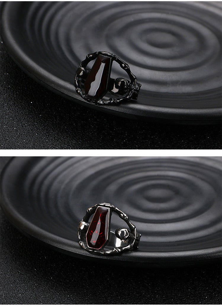 Anello a bara da vampiro gotico Kemstone - Gioiello punk in acciaio inossidabile con inserto in resina per uomo KR52409-K