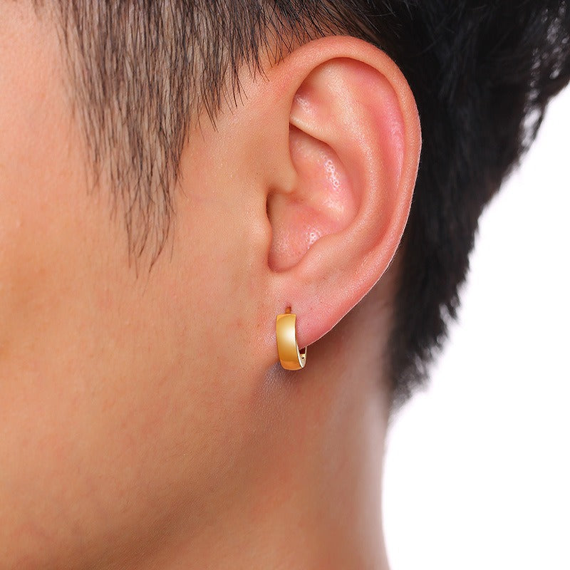 Men’s 4mm Stainless Steel Hoop Earrings – Minimalist Street Style EH-114