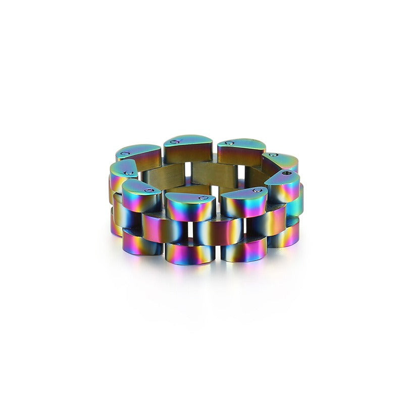 Kemstone Men’s Matte Geometric Ring – 8mm Minimalist Stainless Steel Band KR89119-K
