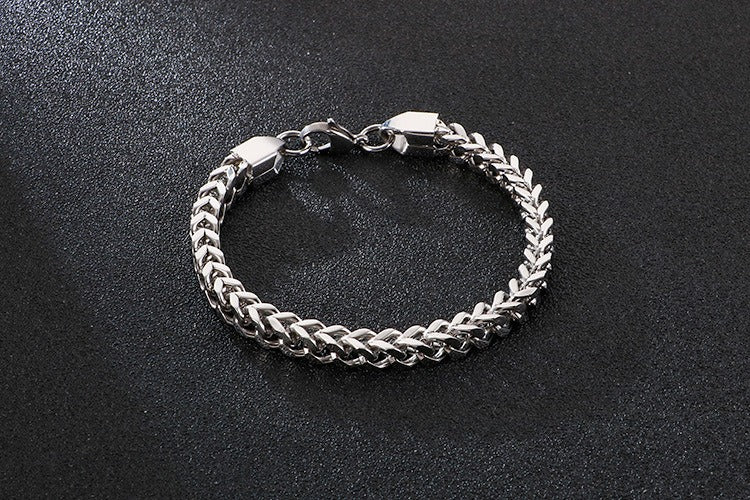 Kemstone Men’s Curb Chain Bracelet – Reversible Stainless Steel Streetwear in Gold, Silver, Black | KB129855-Z