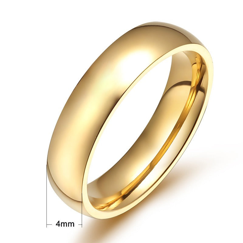 Anillos minimalistas de titanio Kemstone para pareja - Acabado dorado liso galvanizado R-001