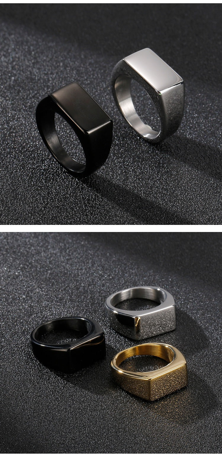 Kemstone Engravable Titanium Steel Ring for Men – Bold Geometric Edge, Custom Stainless Steel Statement Band KR92051