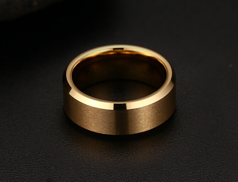 Kemstone Tungsten Ring for Men – 8mm Brushed Band with Viking Power Symbol, Scratch-Resistant TCR-011