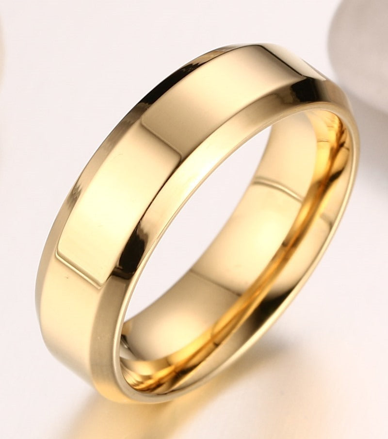 Kemstone Minimalist Power Band – 6mm Stainless Steel Black Ring | Gothic Street Style R-143