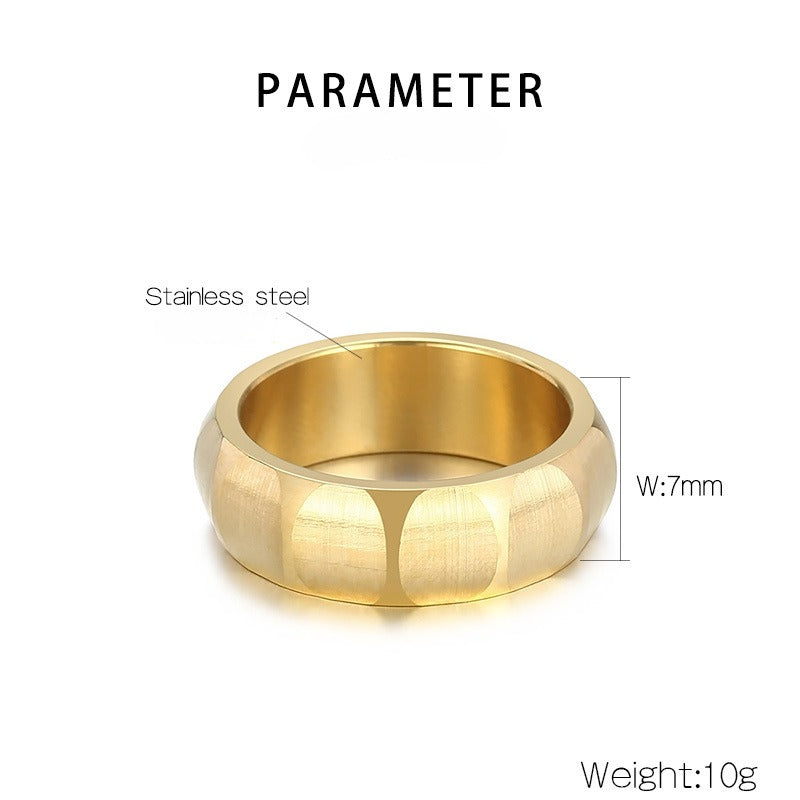 Kemstone Matte Titanium Steel Ring – Curved Minimalist Band for Men | Rugged Gothic Street Style KR105900-KFC