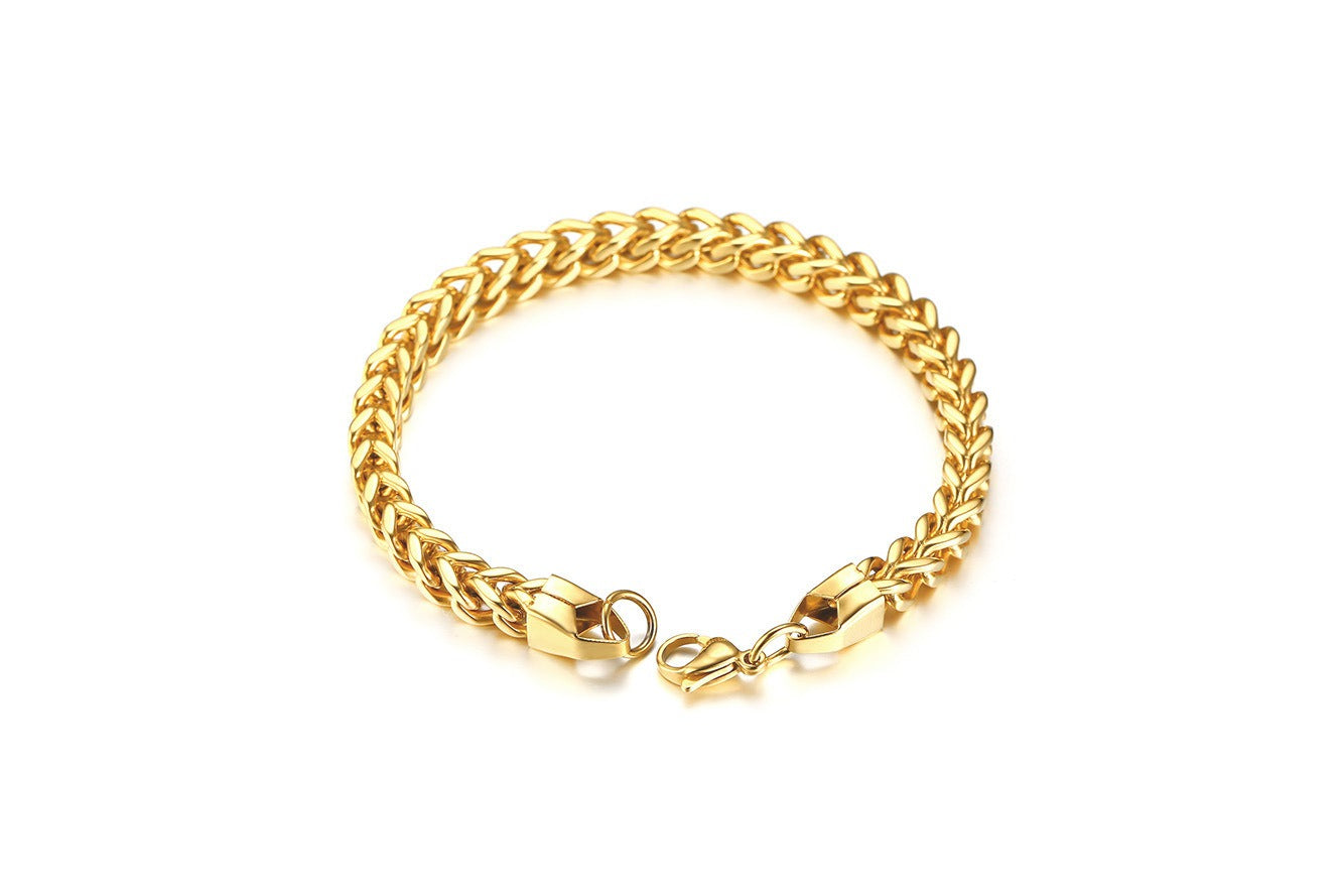 Kemstone Men’s Stainless Steel Viking Chain Bracelet – Hexagonal Link Curb Design BR-625