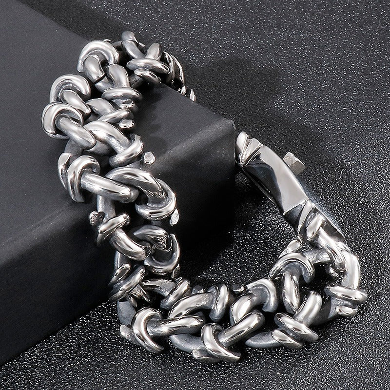 Kemstone Men’s Stainless Steel Viking Chain Bracelet – 16–20mm Gothic Street Warrior KB82293-BD