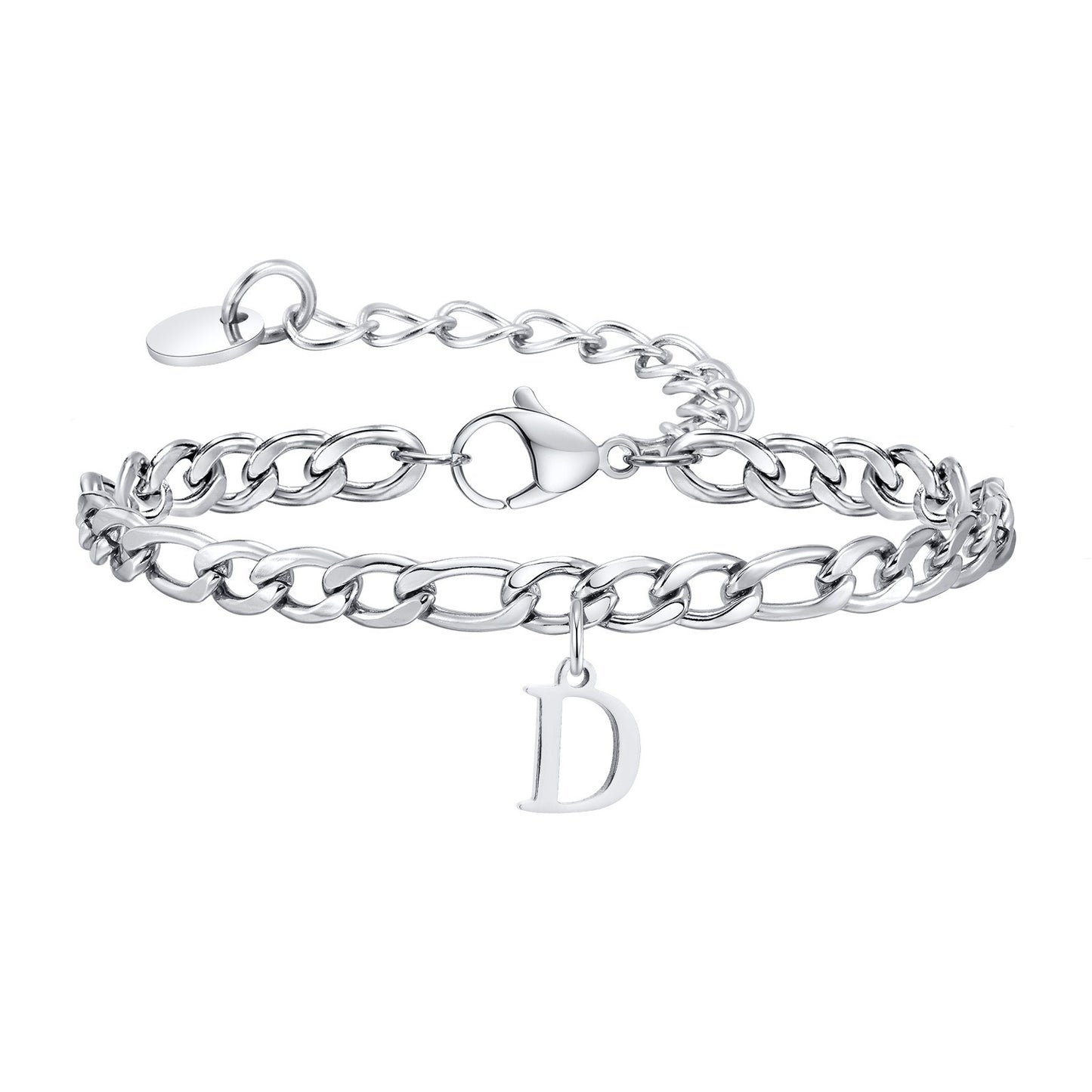 Kemstone Men's Stainless Steel 3:1 NK Chain Bracelet with Bold Alphabet Pendant - Durable Everyday Accessory for Casual to Formal Looks BR-2058
