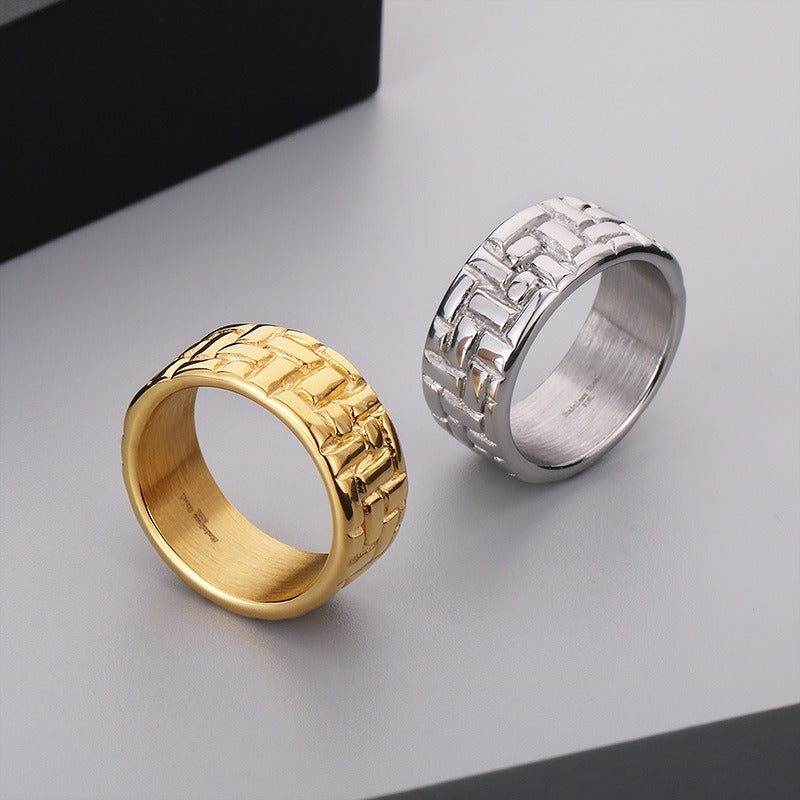 Kemstone Stainless Steel Minimalist Ring – Geometric Circle Band for Men | Urban Gothic Streetwear Style KR107928-KJX