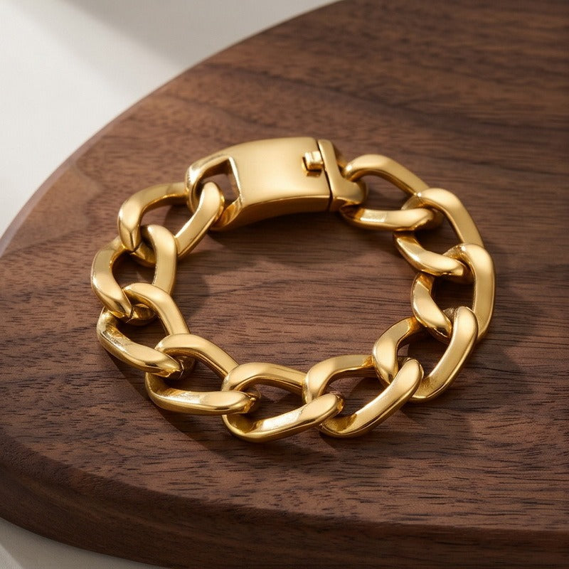 Kemstone Titanium Steel Cuban Link Bracelet for Men Square Link Chain KB213360-KJX