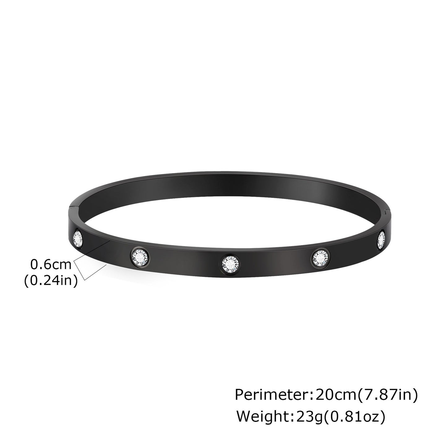 Brazalete minimalista de cristal Kemstone de acero inoxidable de 6 mm | Ligero - Ideal para el día a día B-478