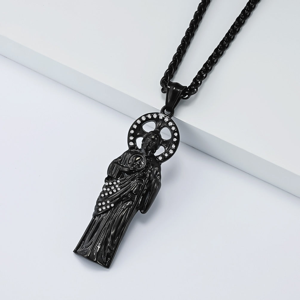 Kemstone Stainless Steel Vintage Guardian Figure Pendant Necklace for Men K-PT679