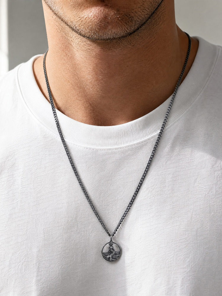 Kemston Nautical Mermaid Pendant Necklace for Men Stainless Steel Vintage Marine Design PN-2378