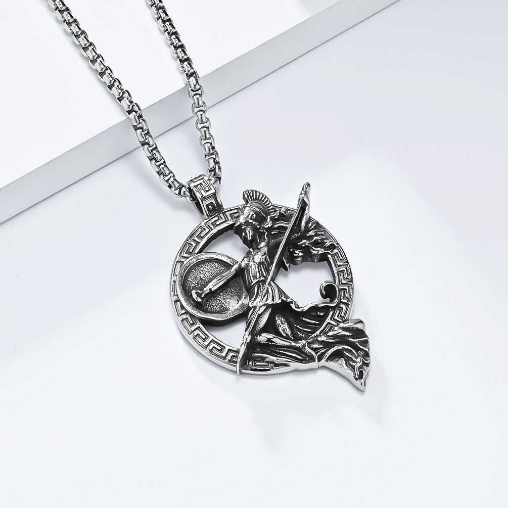 Kemstone Figure Relief Pendant Necklace for Men Stainless Steel Vintage Medallion K-PT585