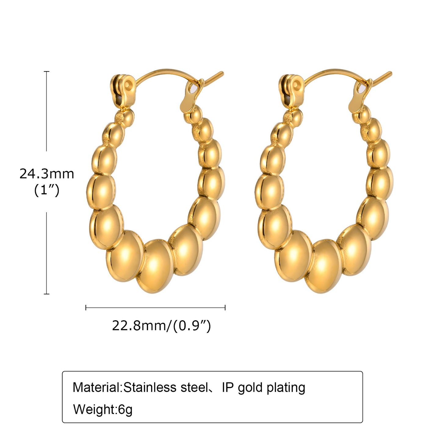Pendientes Kemstone de acero inoxidable con forma de U retorcida | Detalle en V martillado y elegancia cotidiana EH-633
