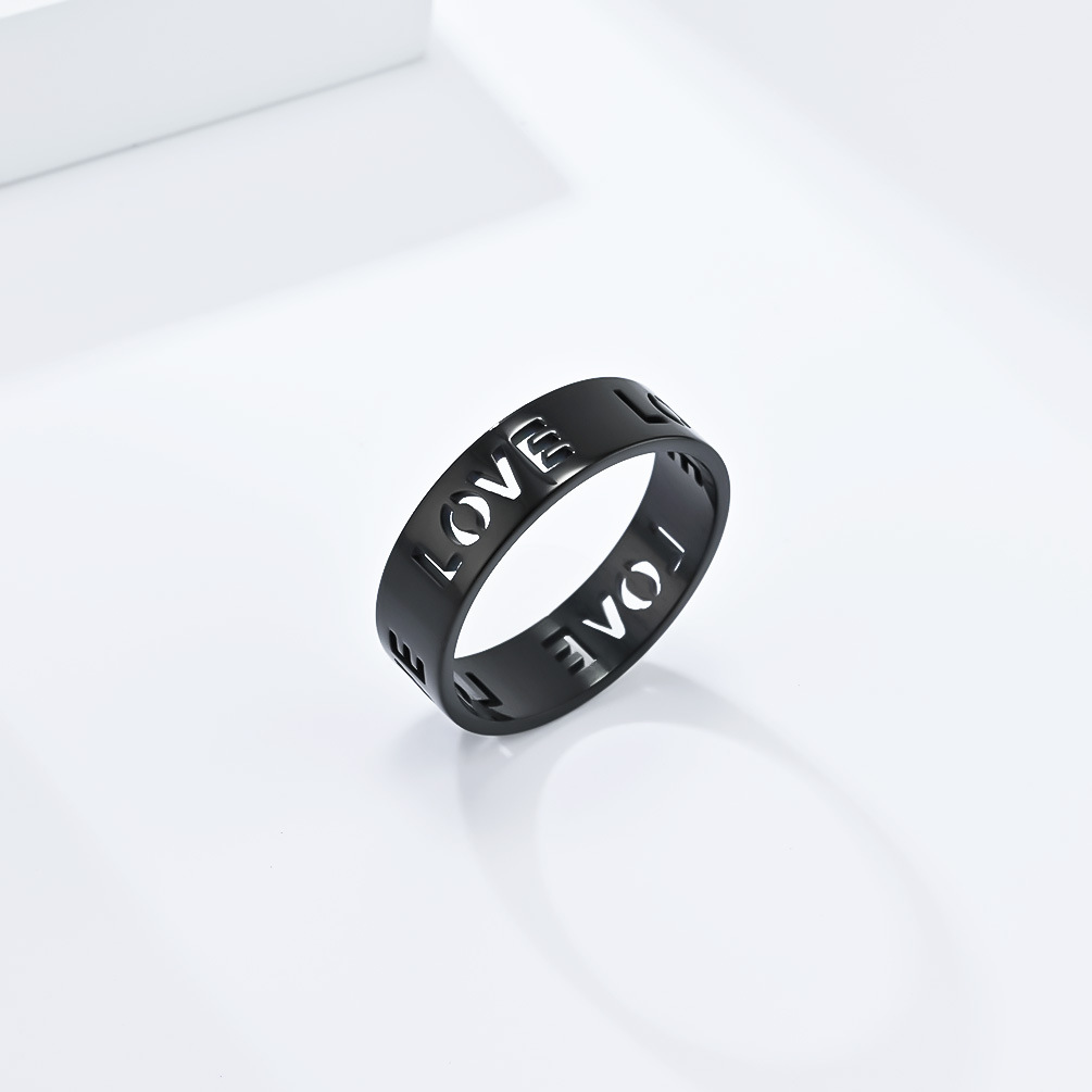 Kemstone Stainless Steel LOVE Cutout Ring for Men & Women K-R816