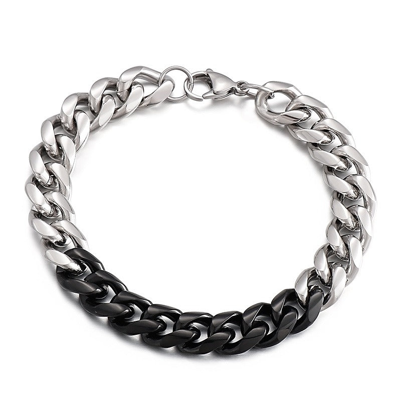 Kemstone Modular Titanium Steel Bracelet – Multi-Tone Urban Link Design, Adjustable Streetwear Accessory for Men KB139945-Z
