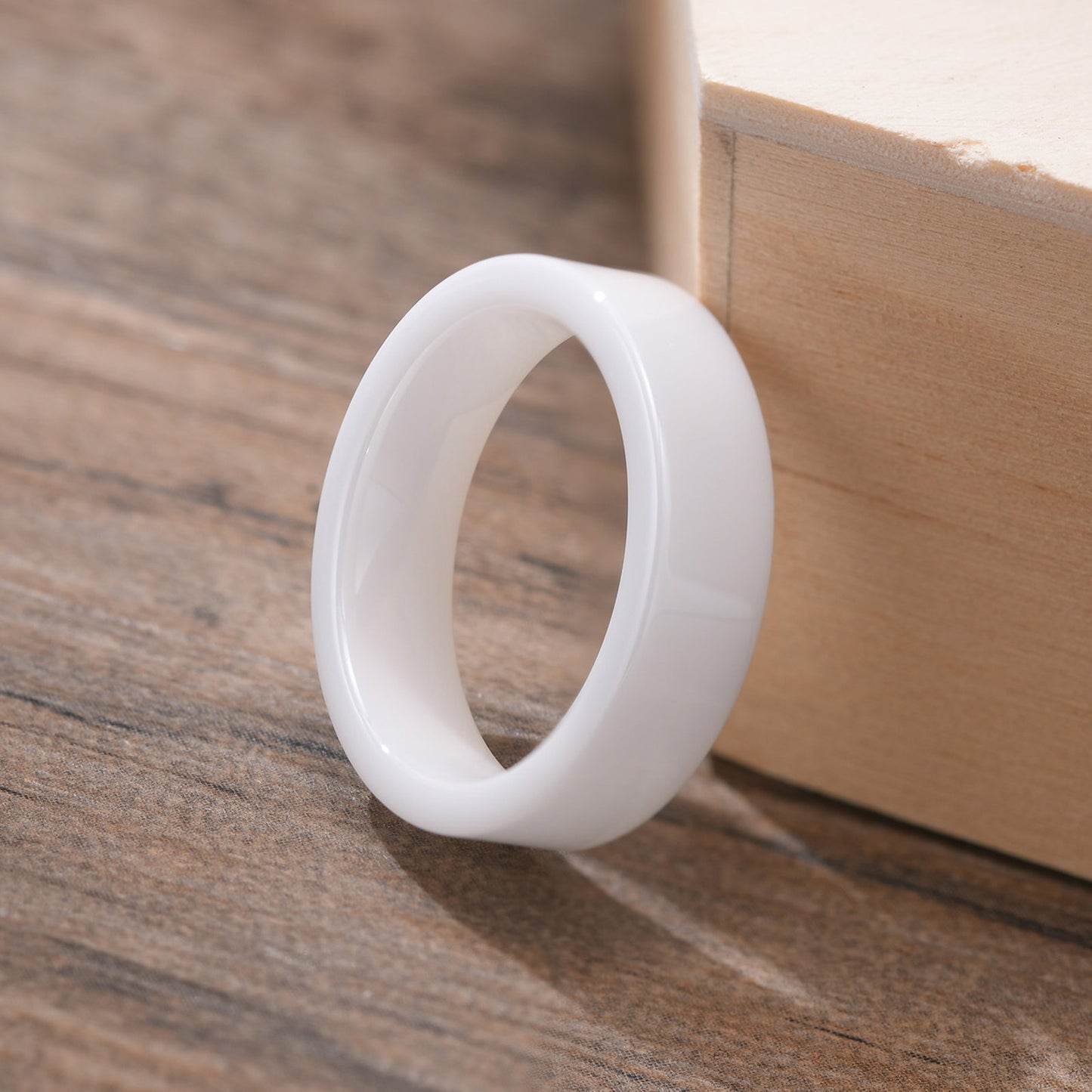 Kemstone Ceramic Ring – Matte Black & White Slim Hip-Hop Finger Accessory for Men R593