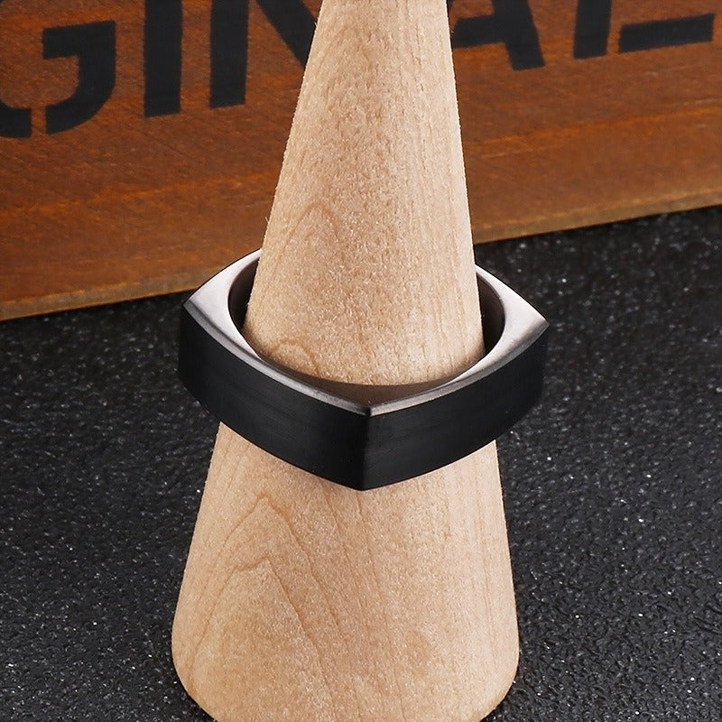 Anillo Kemstone cuadrado de acero cepillado para hombre: diseño minimalista moderno para el día a día KR102160-KFC