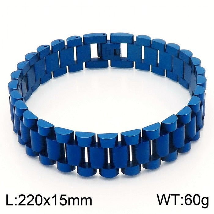 Kemstone Men's Stainless Steel Watchband Bracelet – Adjustable Geometric Hexagon Mesh Design
