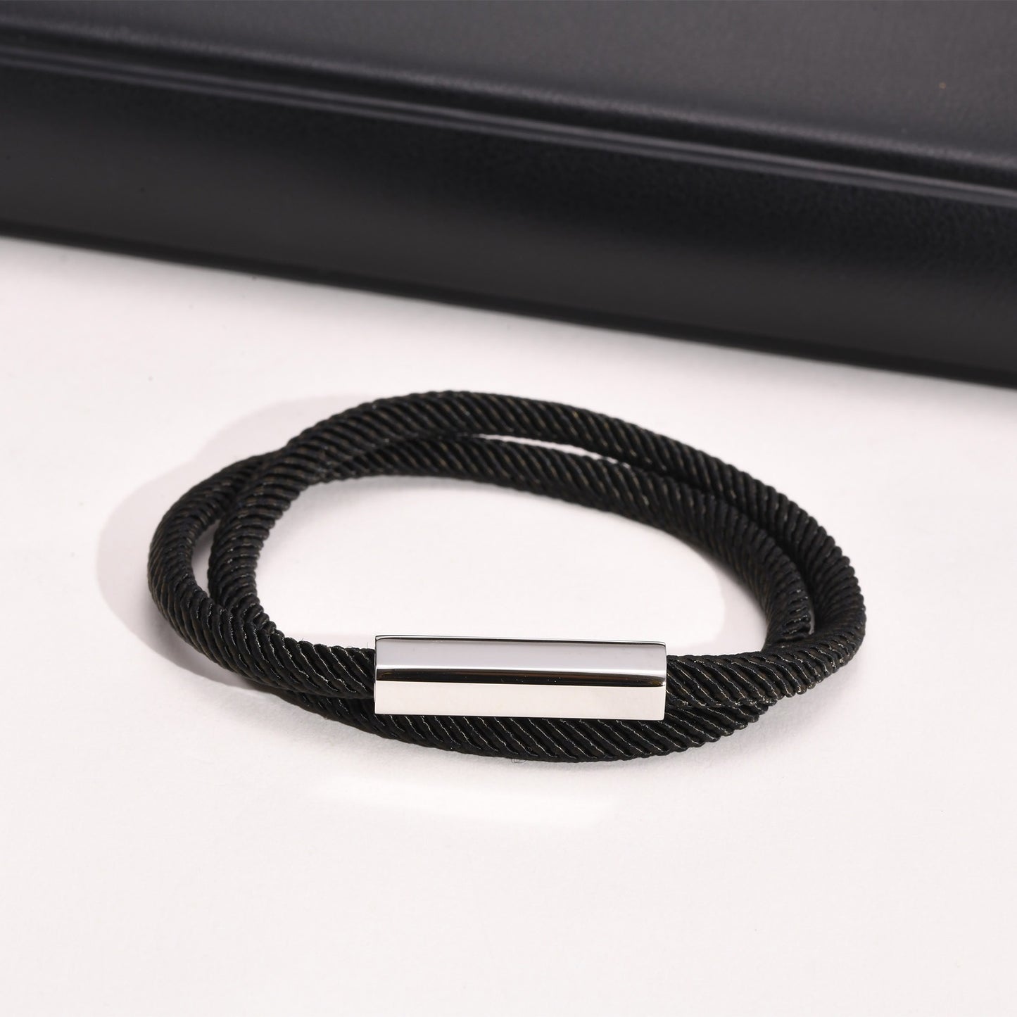 Men’s Double-Layer Milan Rope Bracelet – Stainless Steel Magnetic Clasp | Minimalist Street Style BR-1449