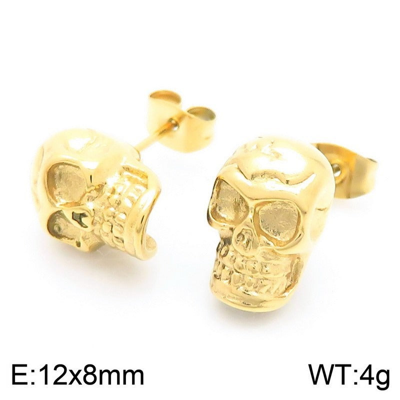 Kemstone Men’s Stainless Steel Skull Stud Earrings – Gothic Punk Style KE117706-KJX