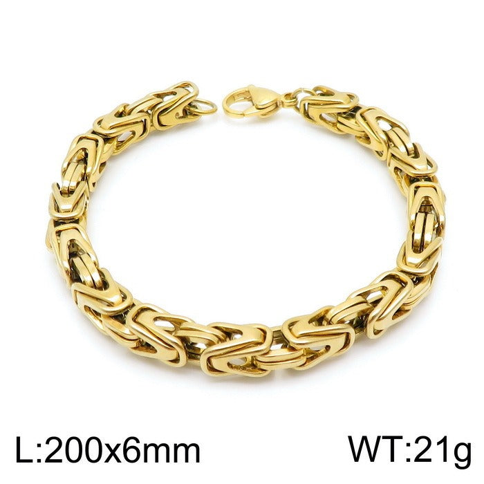Kemstone Men’s V-Byzantine Stainless Steel Chain Set – Bold Hip Hop Link Necklace & Bracelet, 20–50cm KS141151-Z