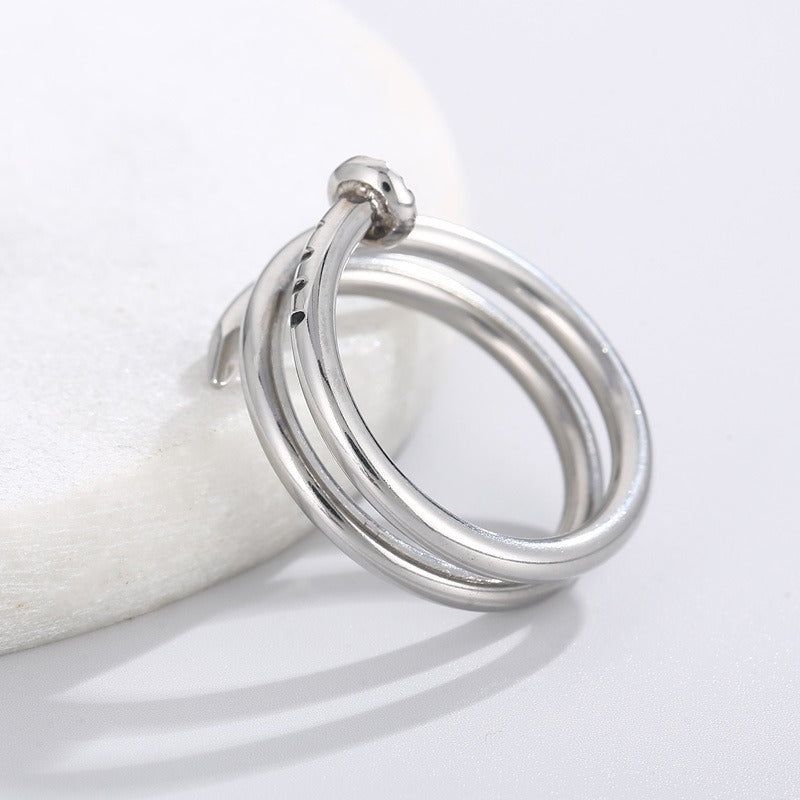 Anello Kemstone Spring da uomo - Anello in acciaio inossidabile lucido con design a forma di unghia, regalo KR104535