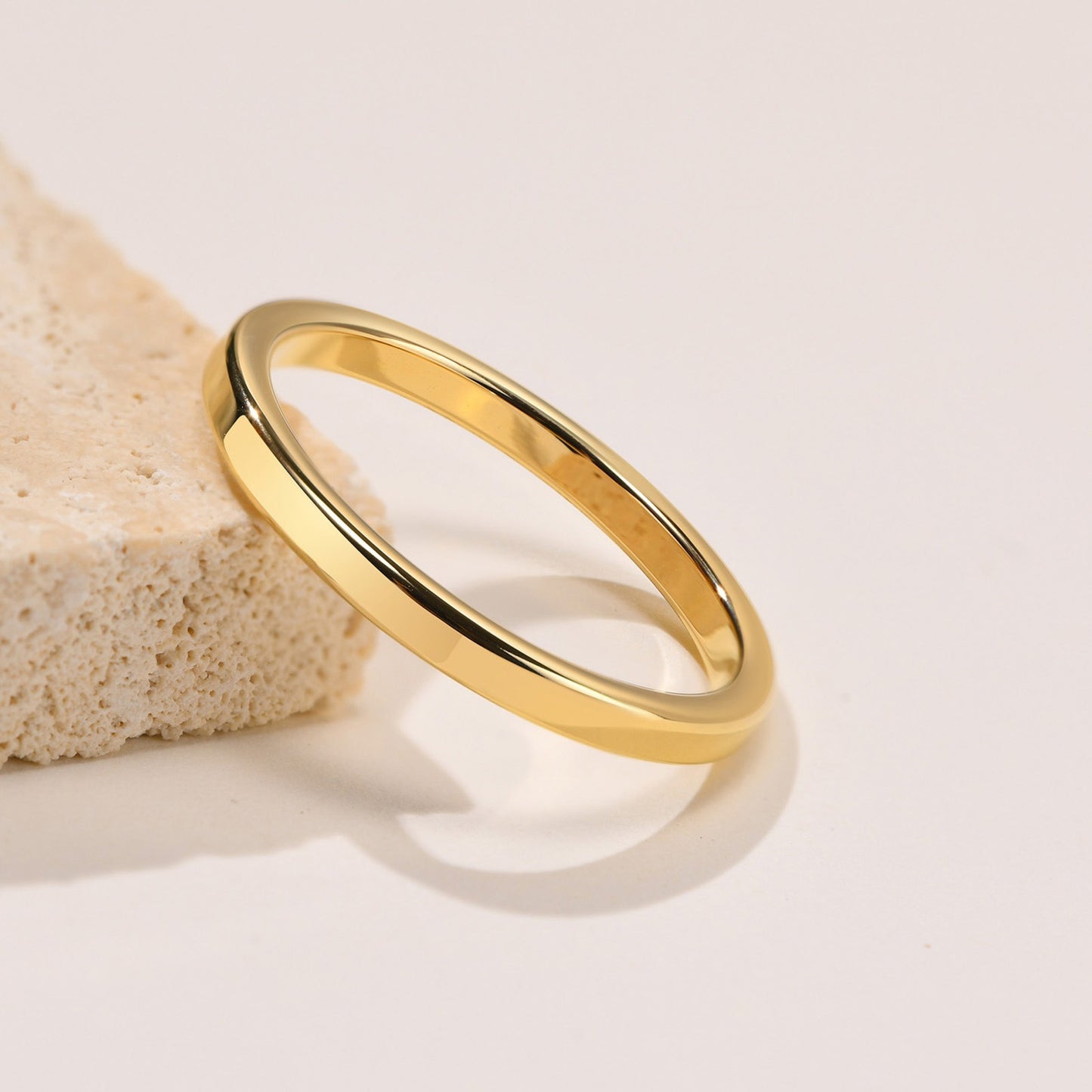 Kemstone Tungsten Steel Stackable Rings - 2mm/4mm/6mm/8mm Polished Gold Tone Minimalist Everyday Wear Jewelry for Men & Women TCR-087